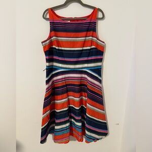 Evan Picone Colorful Striped Midi Dress Sz 16